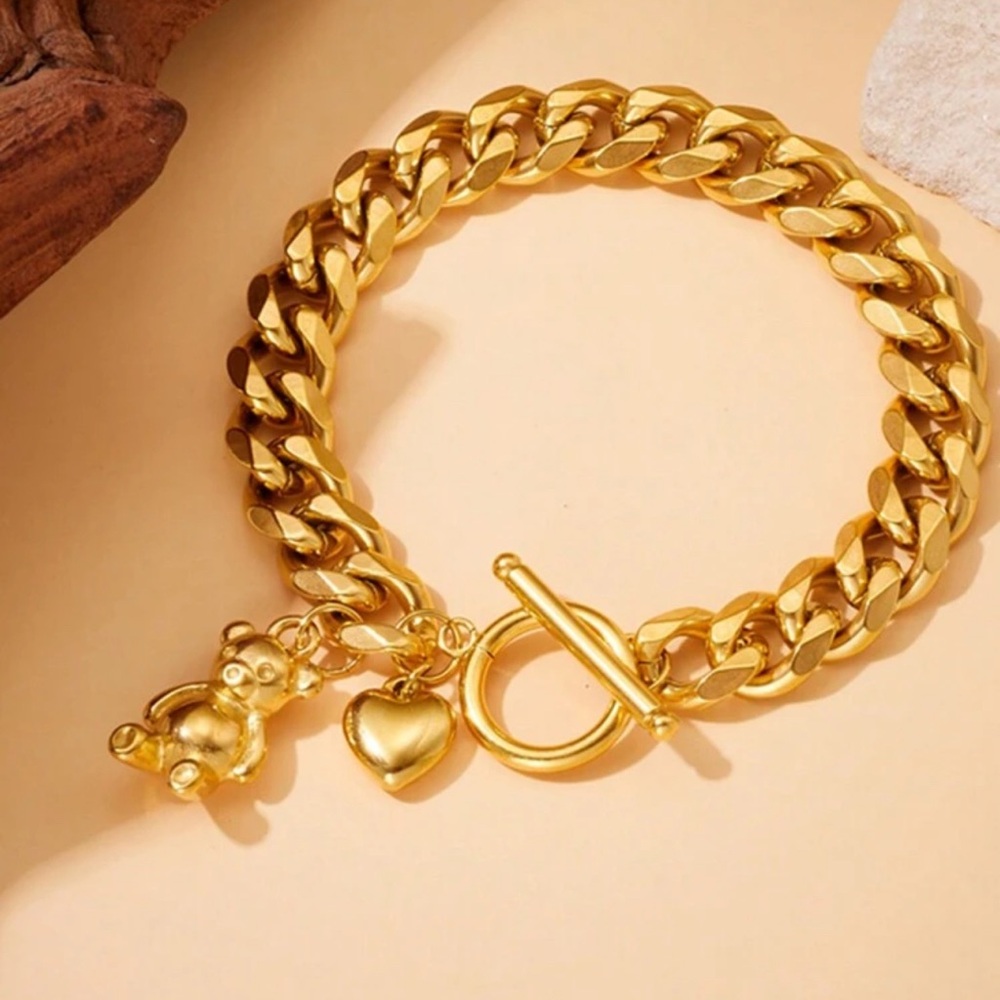 Gold Chain Bracelet with Charms
